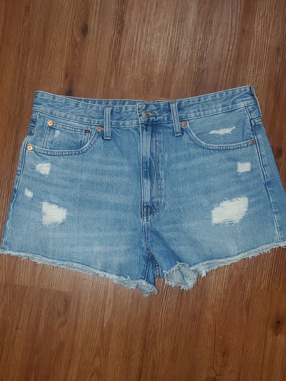 Madewell Light Blue Distressed Denim Cutoff Shorts